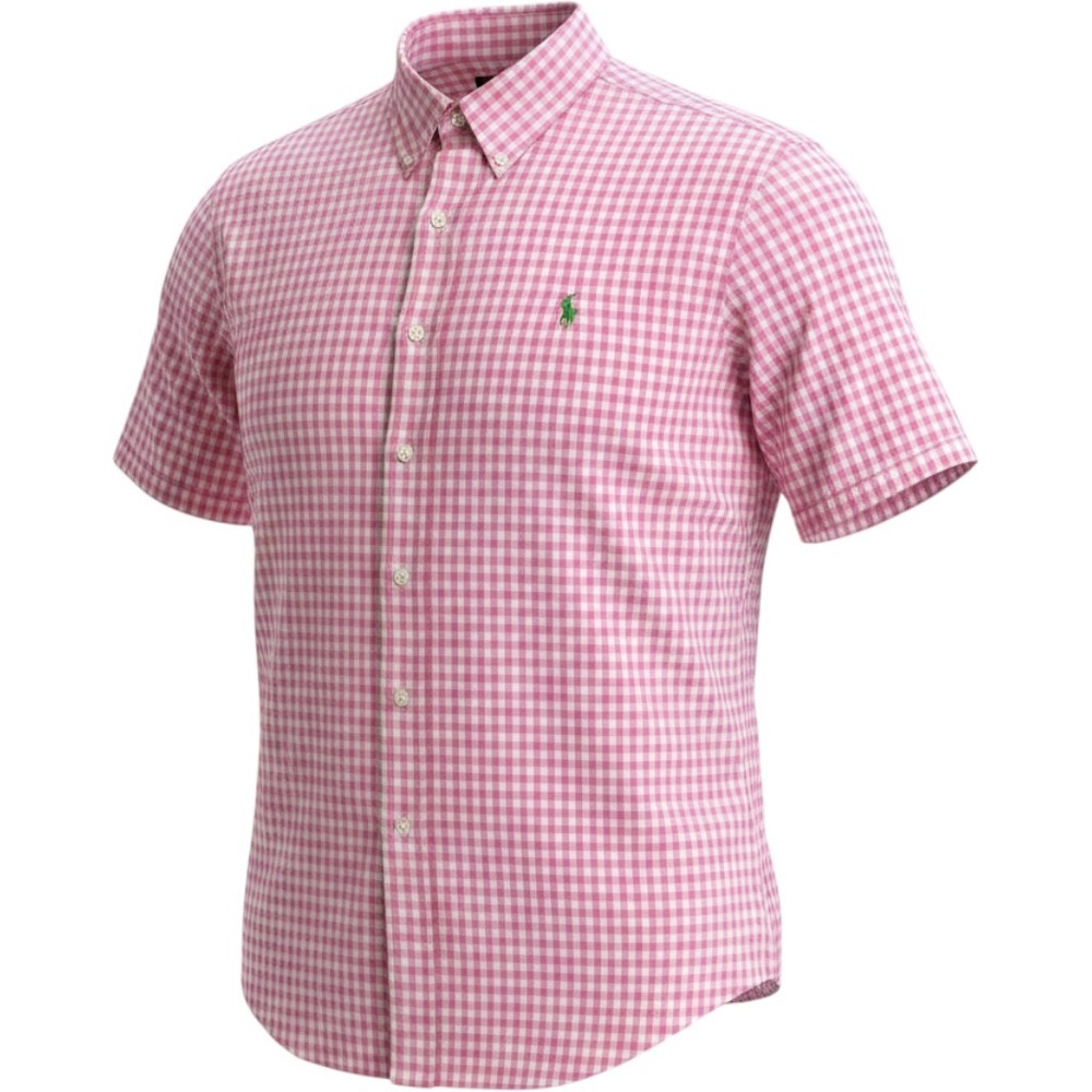 Ralph Lauren Shirt Mens XL Pink Gingham Classic Fit Short Sleeve Preppy Summer